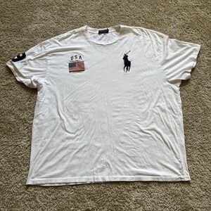 Polo Ralph Lauren Men's 3XB White T Shirt Big Pony Embroidered